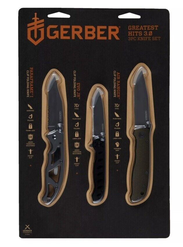 GERBER 3-Piece Greatest Hits Folding Knife Set with Paraframe 1
