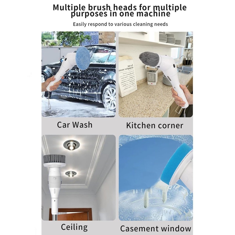 Taoke Electric Scrubber Brushes, 8 Replaceable Cleaning Heads & Adjustable Ha...