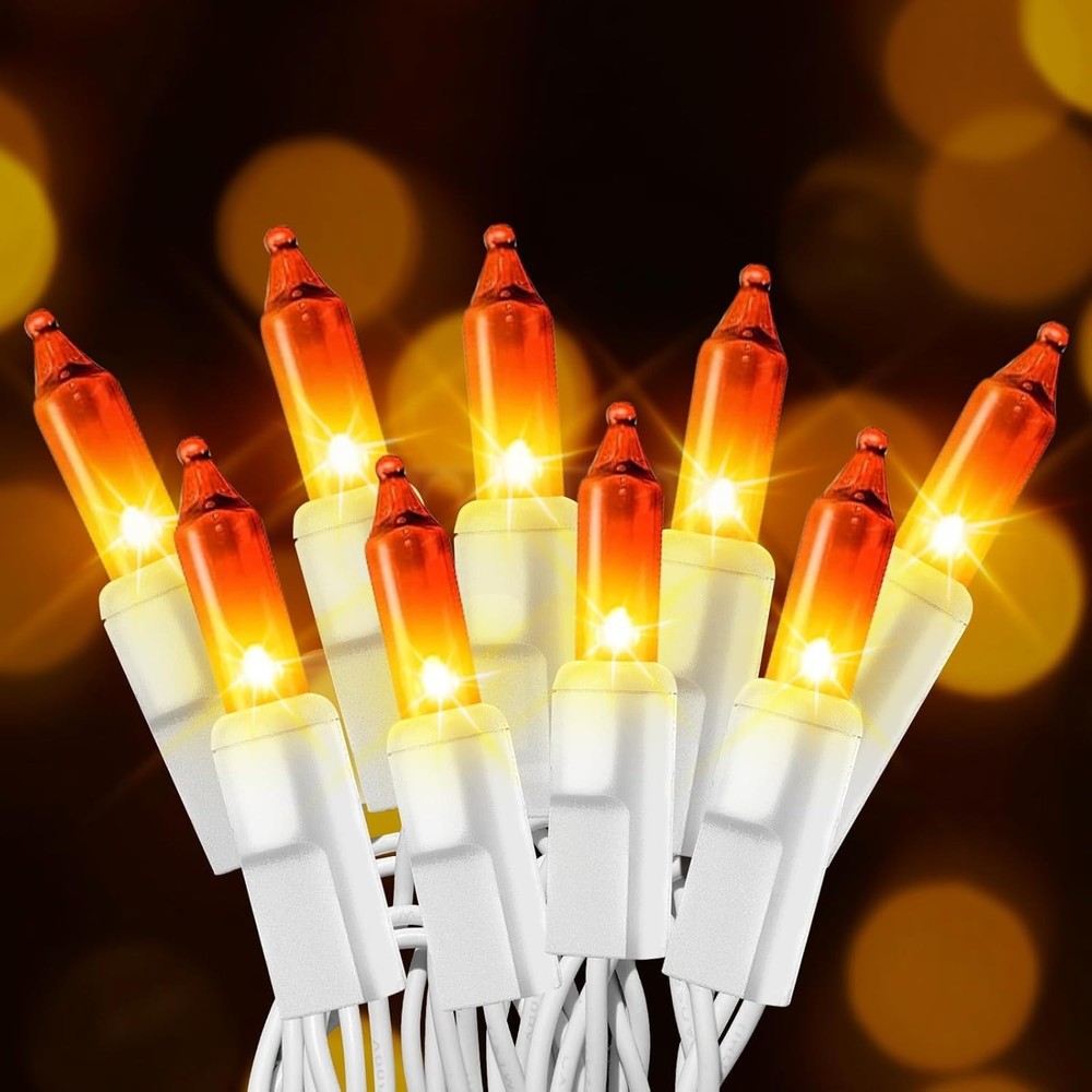 Christmas Mini String Lights Orange, 33FT 100 Count Incandescent Connectable