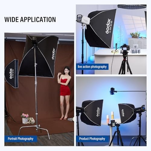 Compact 30x45cm Softbox with Grid Diffuser for Photography Lighting, Bowens Moun