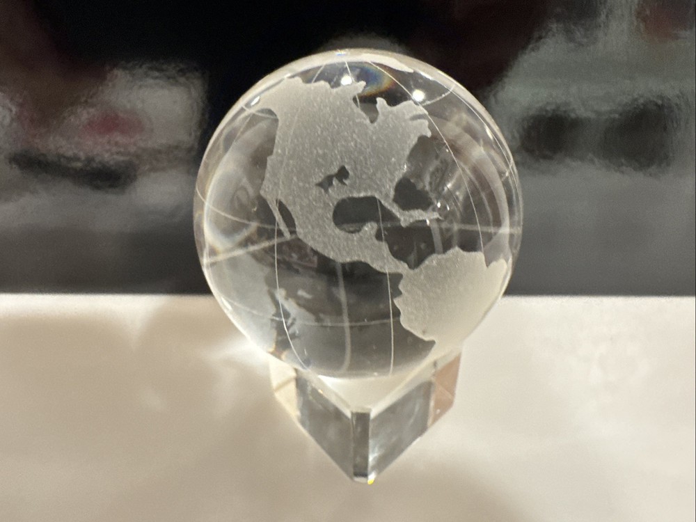 Vintage Etched Glass Globe On Square Base