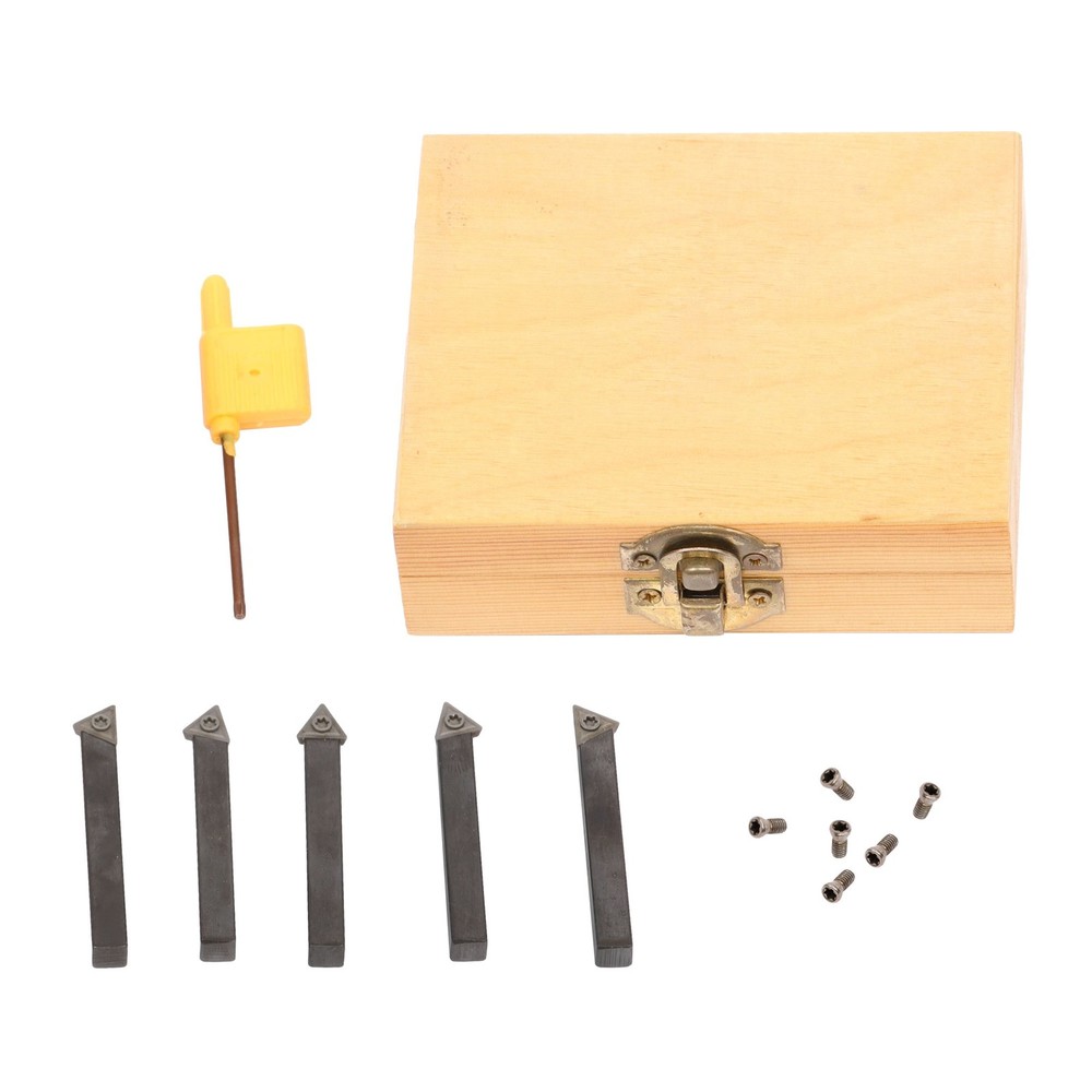 5PC 1/4" Lathe Indexable Carbide Insert+Turning Tooling Bit Holder Set Straight