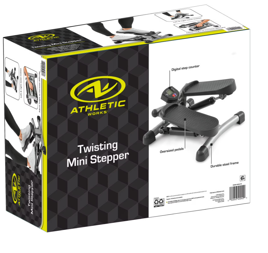 Athletic Works Mini Stepper – Twisting Cardio Exercise Step Machine Black