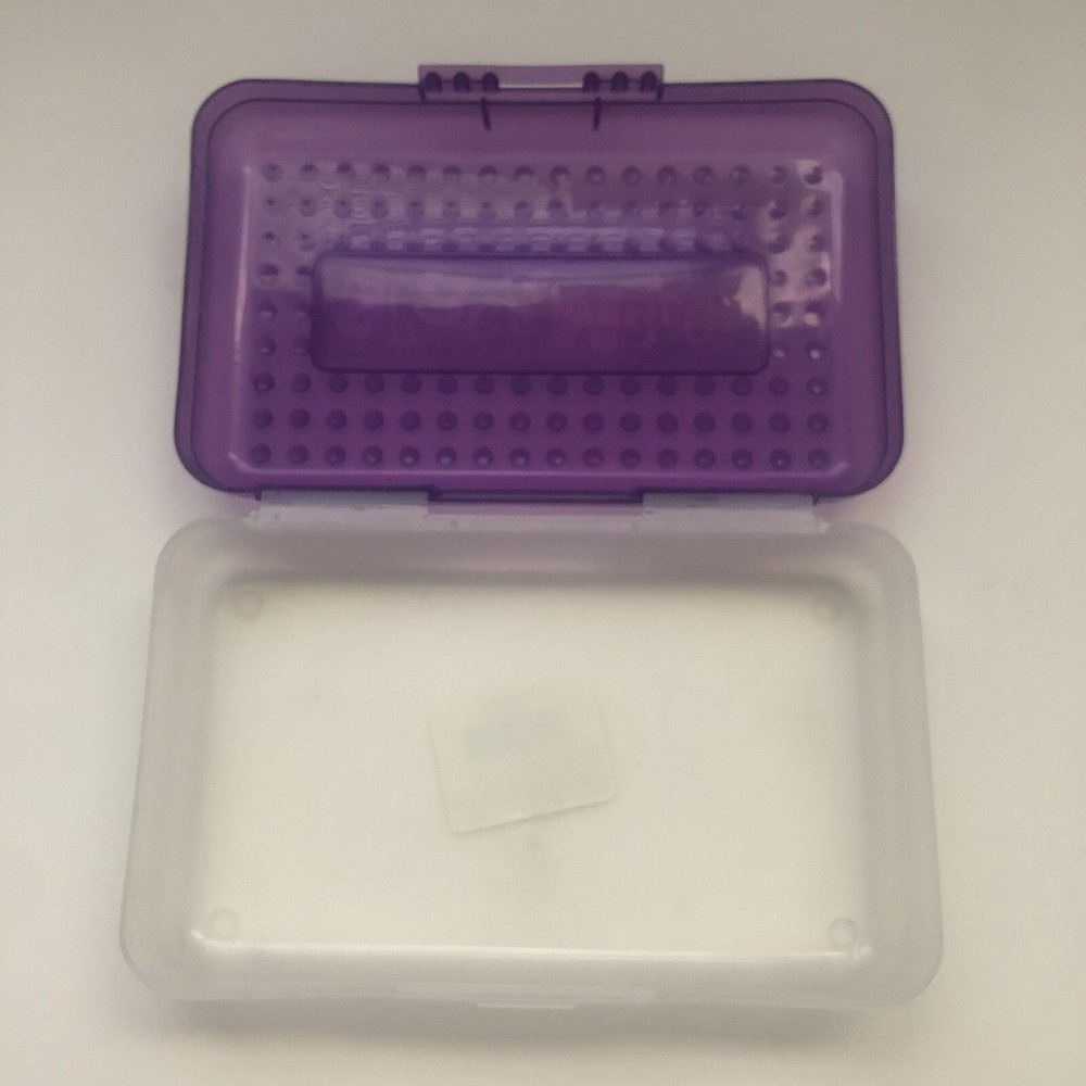 SpaceMaker Pencil Box Translucent Purple Top Clear Bottom Storage Container 90s