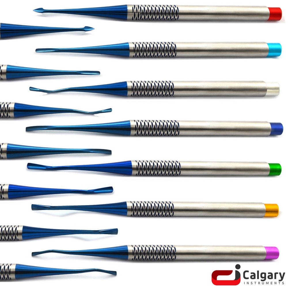 Set of 7 Dental PDL Luxating Root Elevators Precise Periotomes Tips Titanium Lab