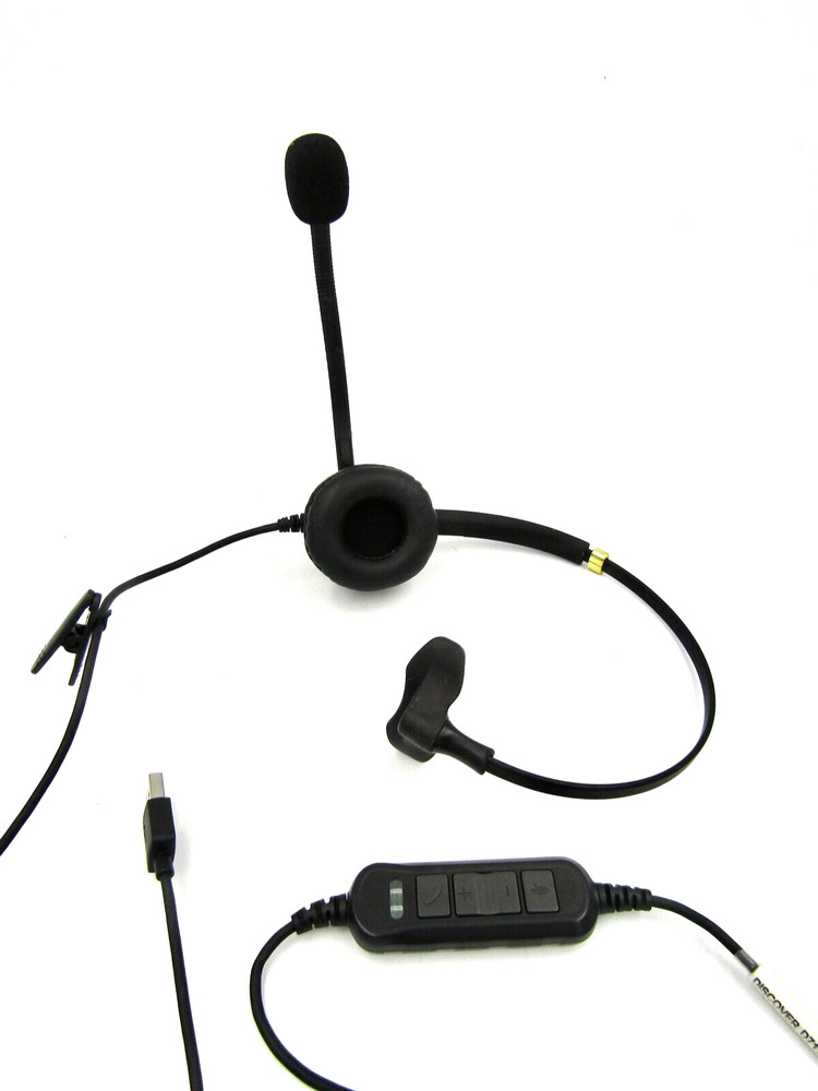 Discover D711U Professional Noise Canceling USB Headset w/ Inline Control - USED