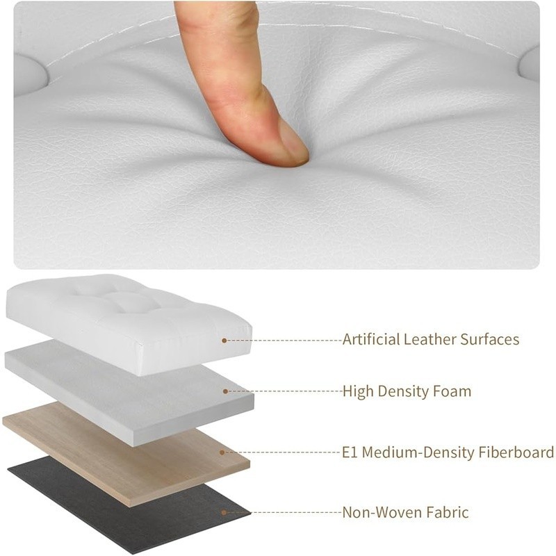 Foldable Storage Ottoman Footstool Thick Foam Lightweight Multipurpose Bench New