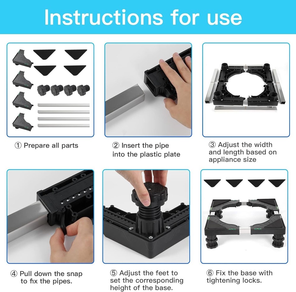 Adjustable Refrigerator Pedestal Base - 400 lb Capacity