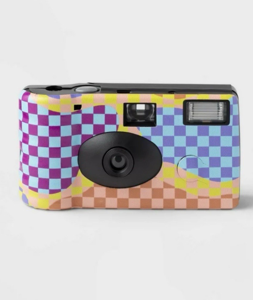 Heyday Single-Use Camera Checkerboard Design New Built In Flash
