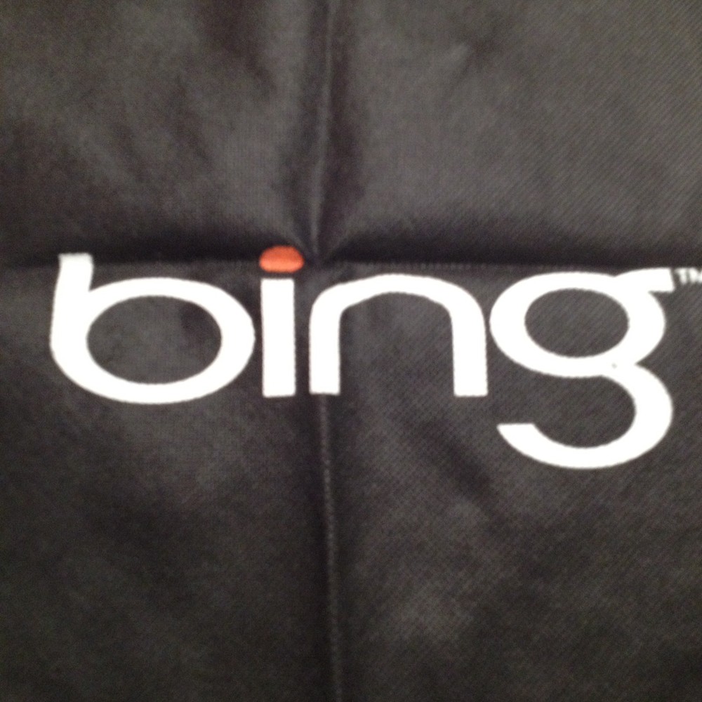 Microsoft Bing Promo Drawstring Backpack – Black Cinch Sack – Tech Swag Gym Bag