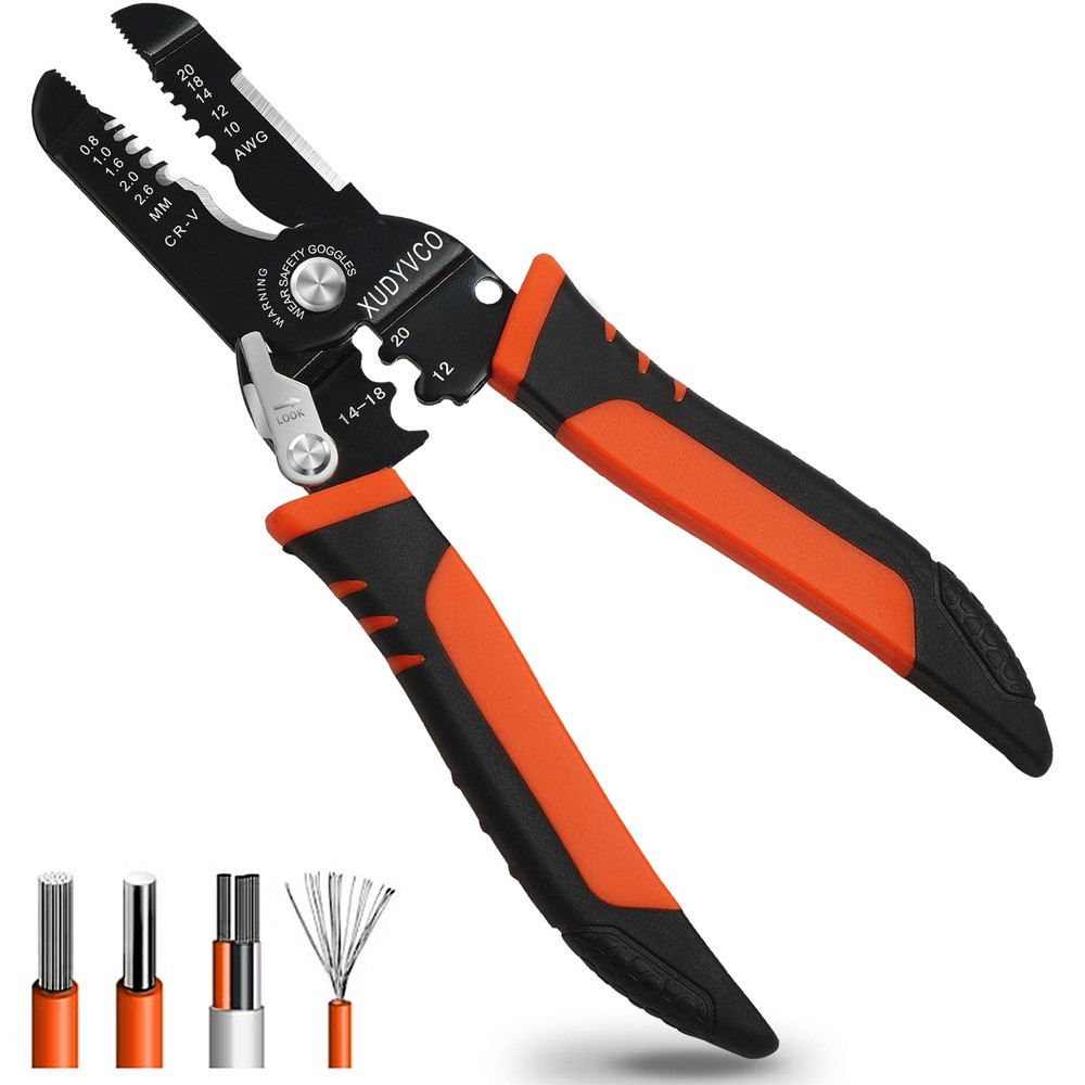 XUDYVCO 5-In-1 Wire Stripper Tool, 3rd Generation 7 INCH, Orange and Black