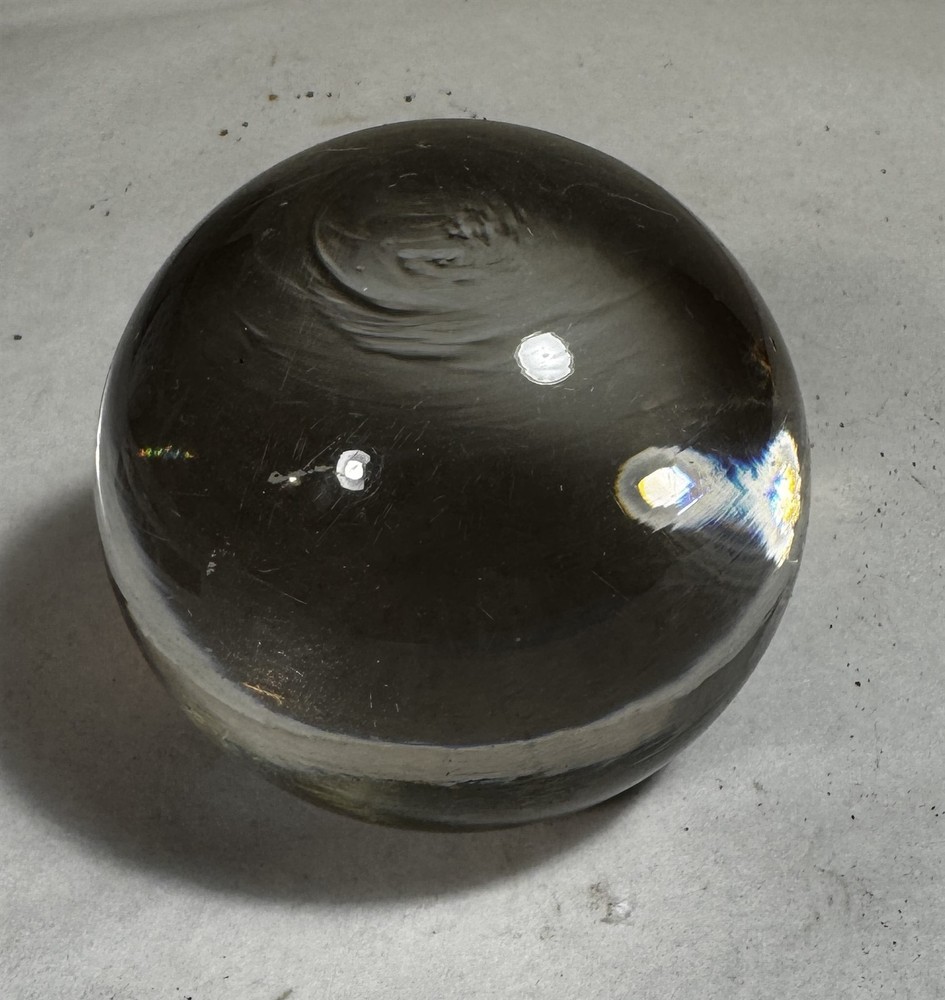 Antique 19thC Solid Glass Reading Ball 3” Desk Optical Magnifier