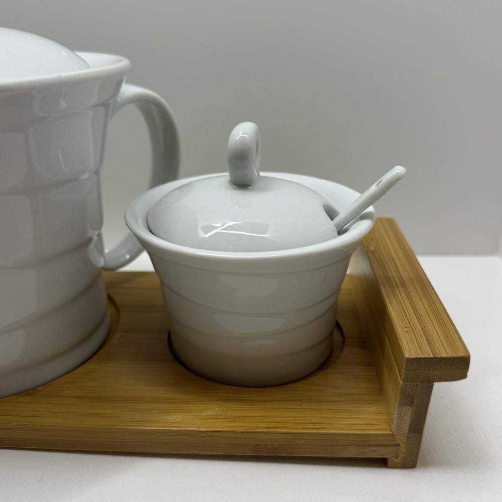 Chantilly Collections Tea Coffee Serving Set Bamboo Tray Modern Simple