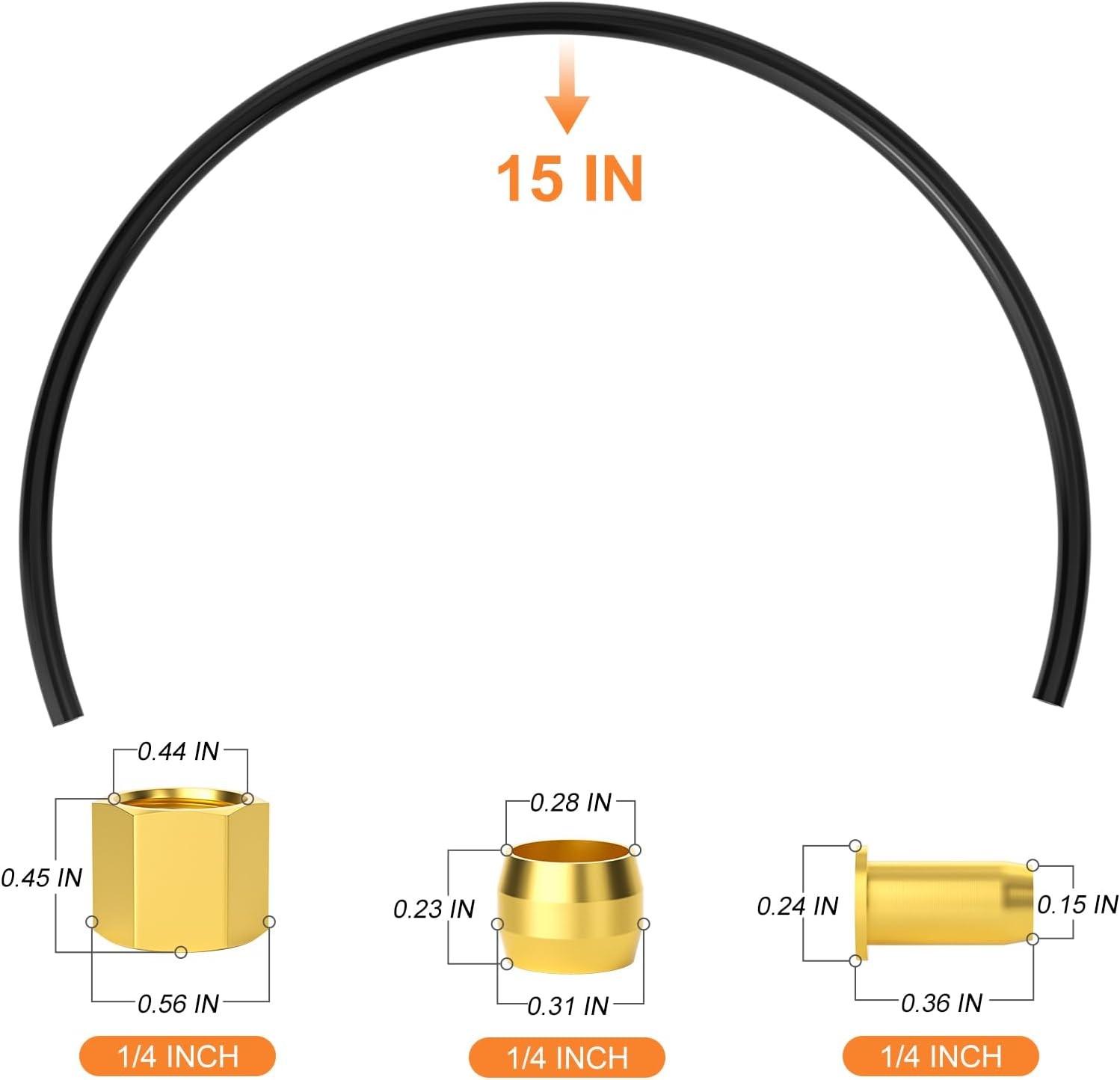 GASHER 10Pcs 15Inch Air Compressor Unloader Tube Kit, Contains 1/4" Sleeve Ferru