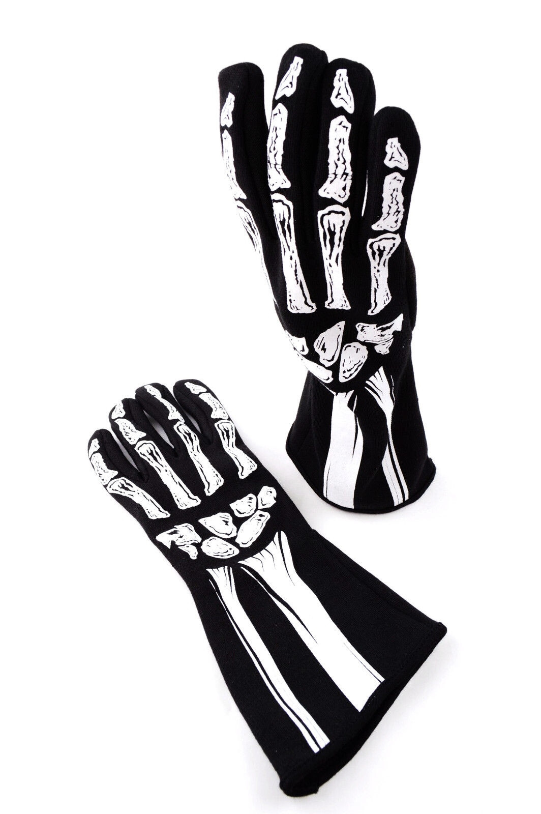 RJS RACING SFI 3.3/1 NEW SKELETON RACING GLOVES BLACK / WHITE SIZE XL 600080135