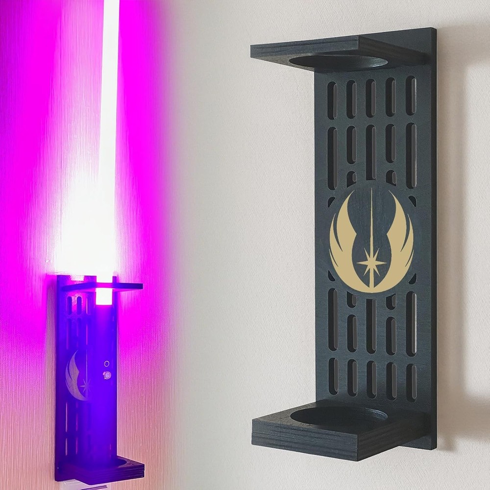 Lightsaber Wall Mount with Pattern, Wooden Stand for 01