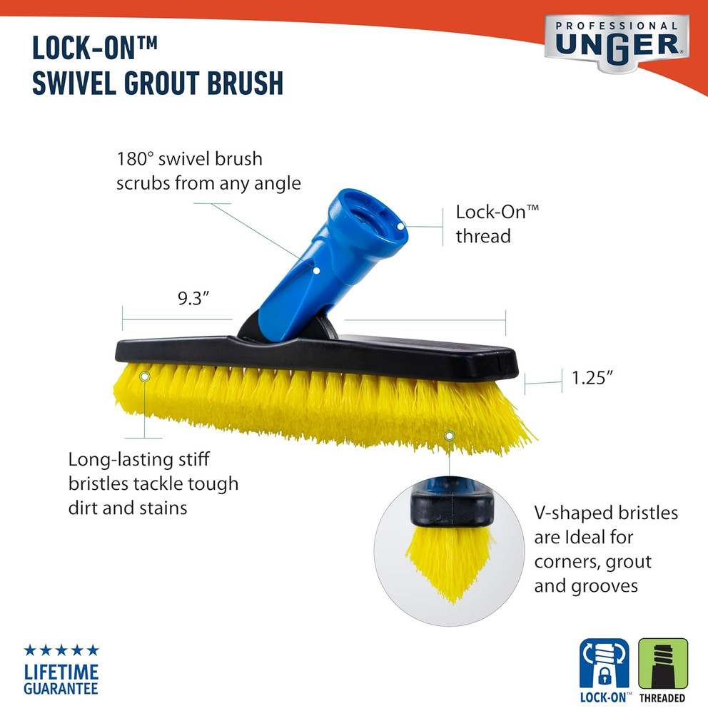 Professional Swivel Grout & Corner Scrub Brush – Compatible with Threaded