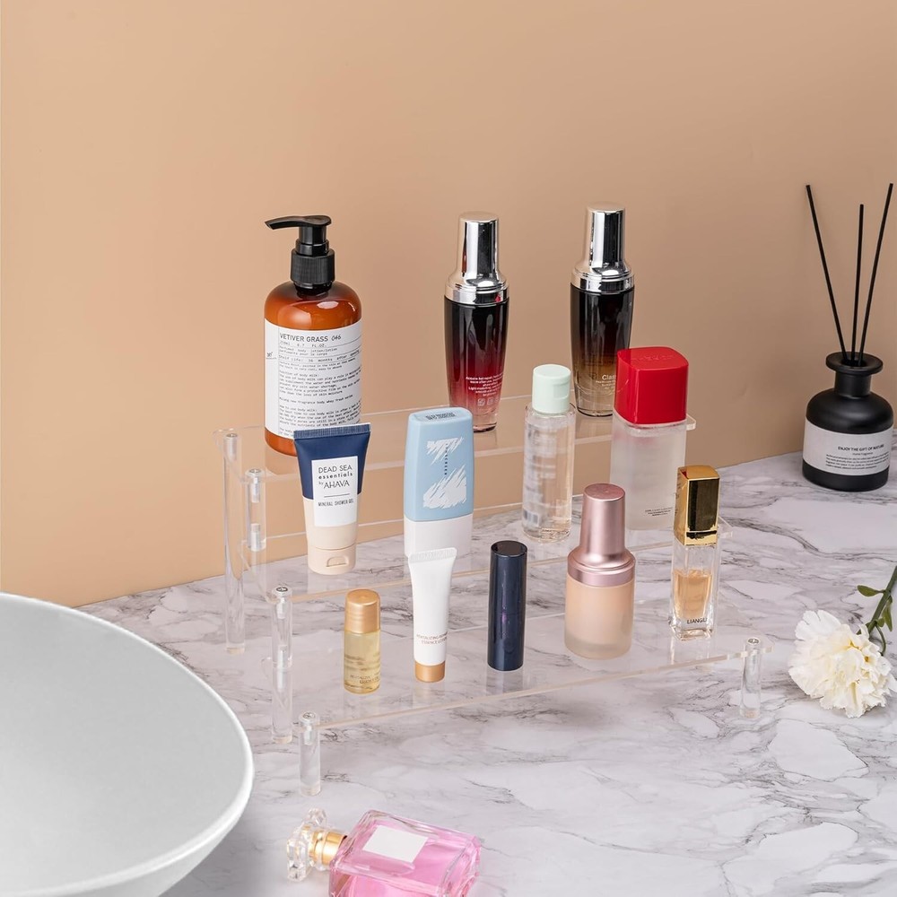 Acrylic Risers Display Stands 3 Tier Perfume Organizer Display Shelf & Versatile
