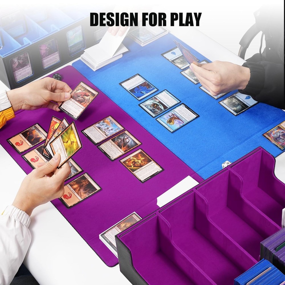 Trading Card Storage Box with Commander Display , 4-Row Deck Case with Remova...