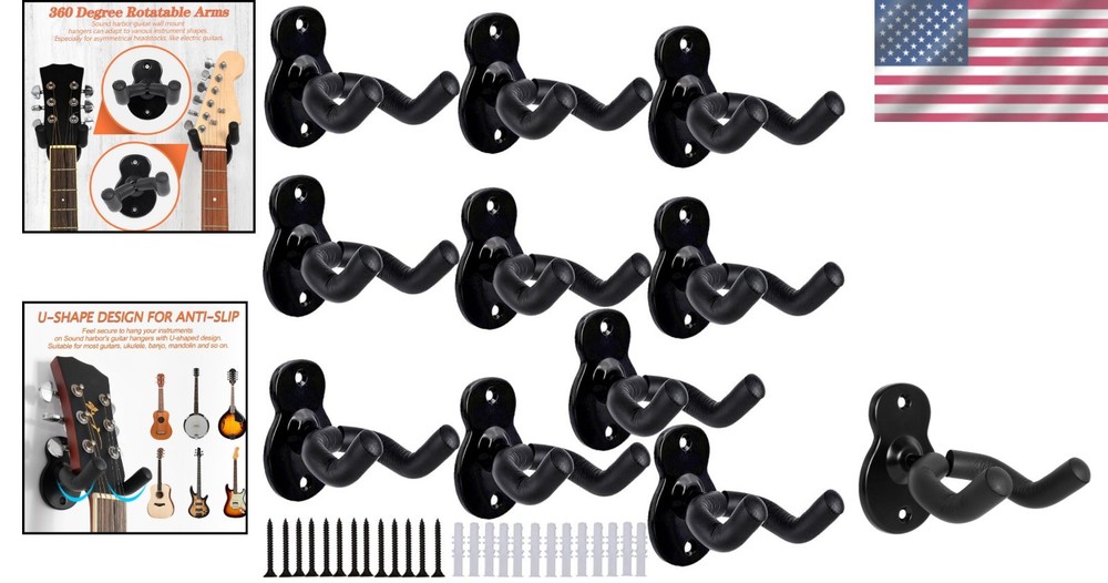 10 Pack Guitar Wall Mounts - Versatile Instrument Display