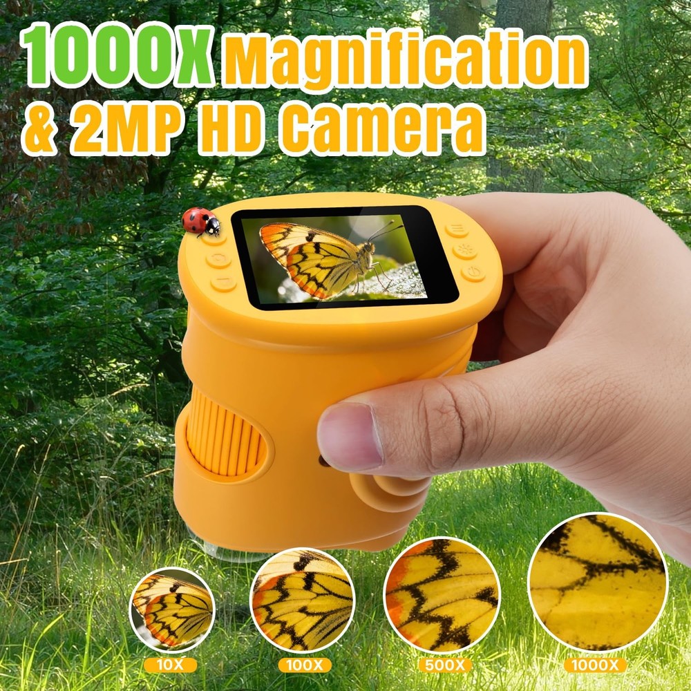 Mcbazel 1000X Handheld Digital Microscope for Kids, Small, Yellow