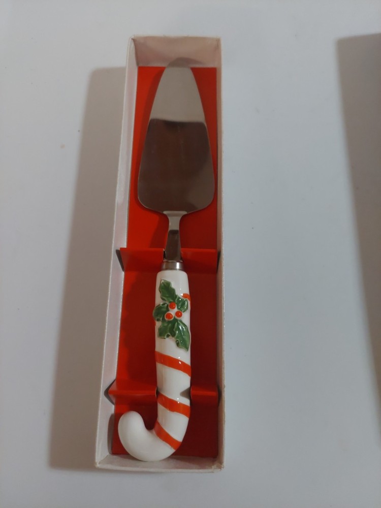 Cake Server Blade Stainless Steel With Candy Cane Ceramic Handle