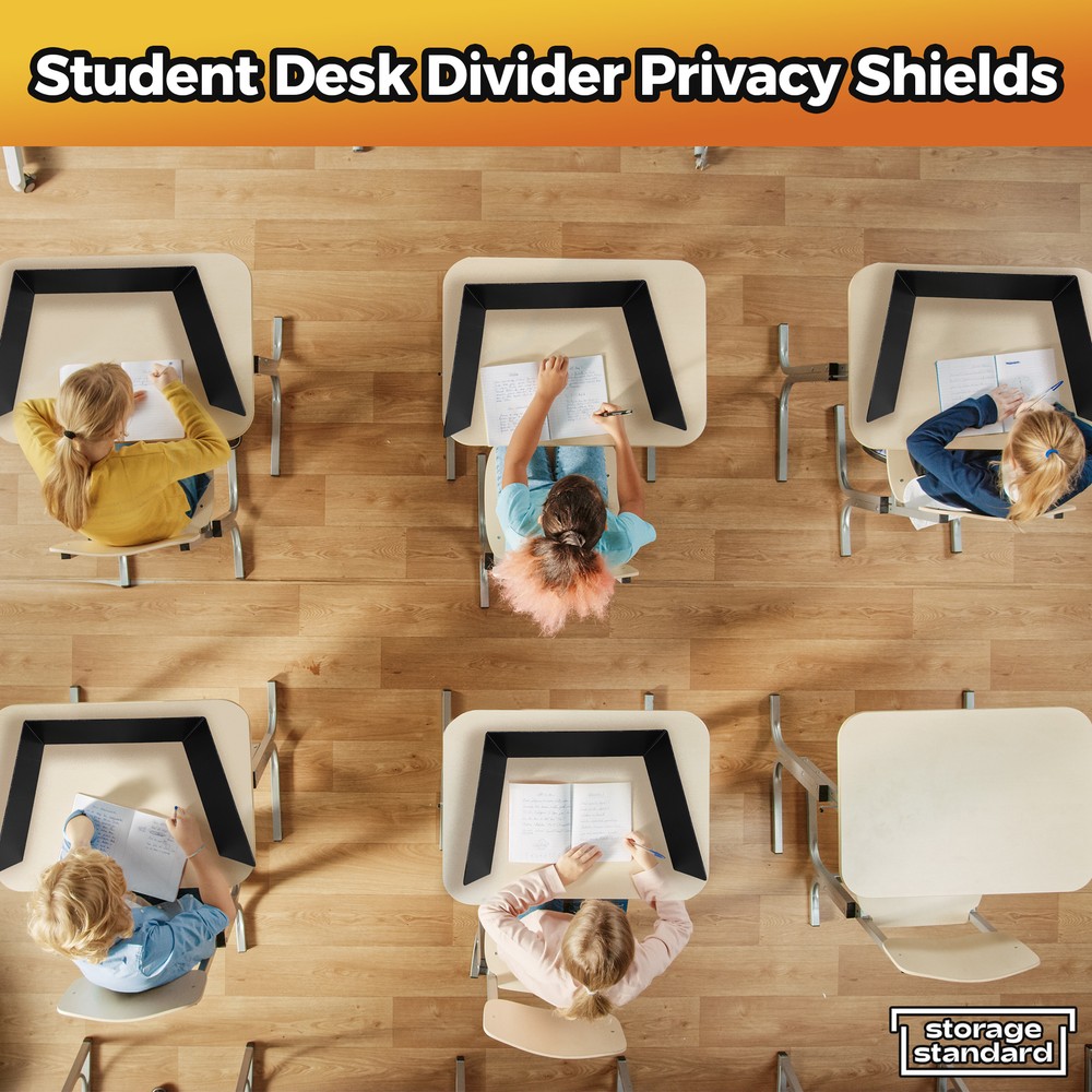 4-Pack Black Desk Dividers for Students, Plastic Study Carrel, Classroom Folder