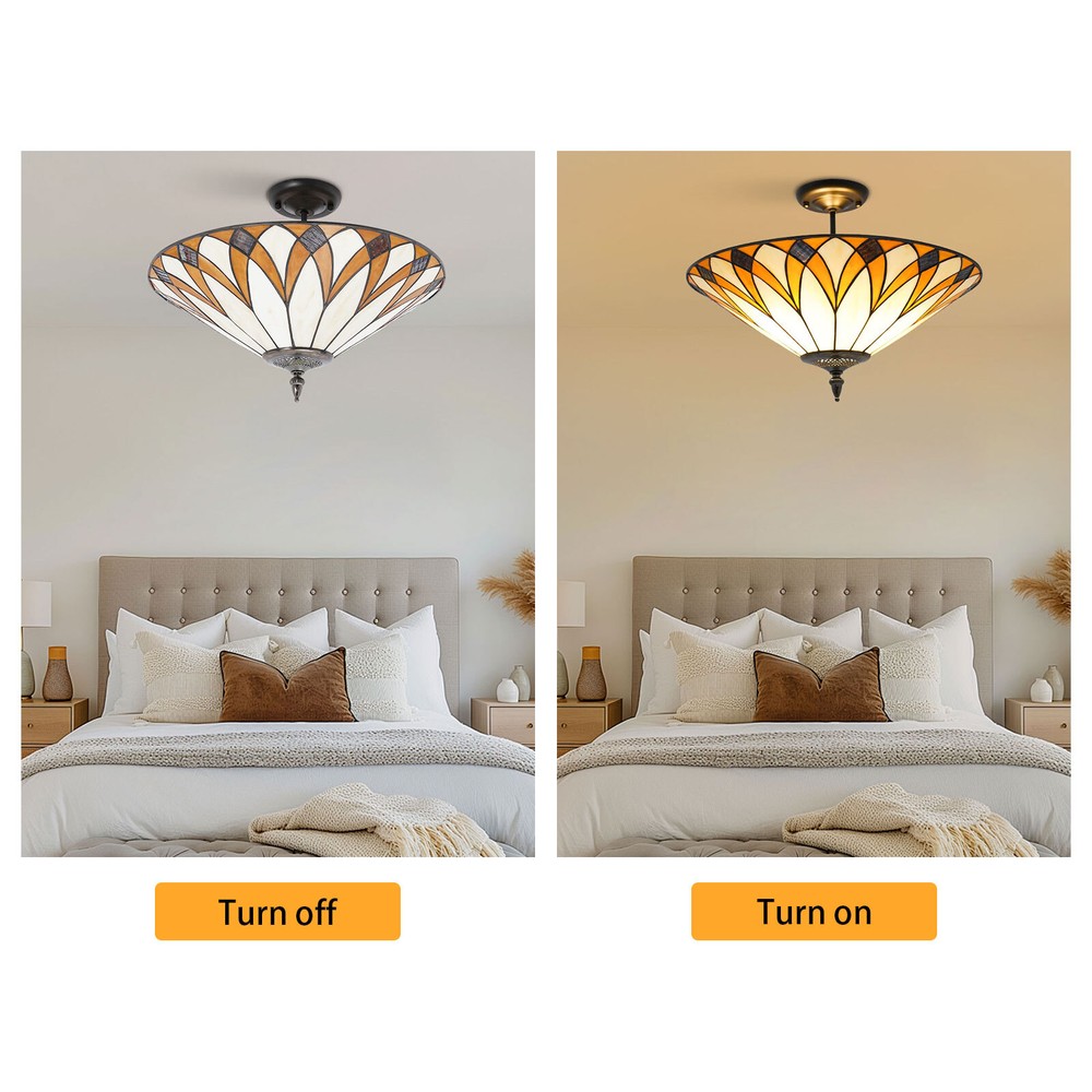Ceiling Light, Stained Glass Ceiling Light Fixture, Flush Mount Ceiling Light US