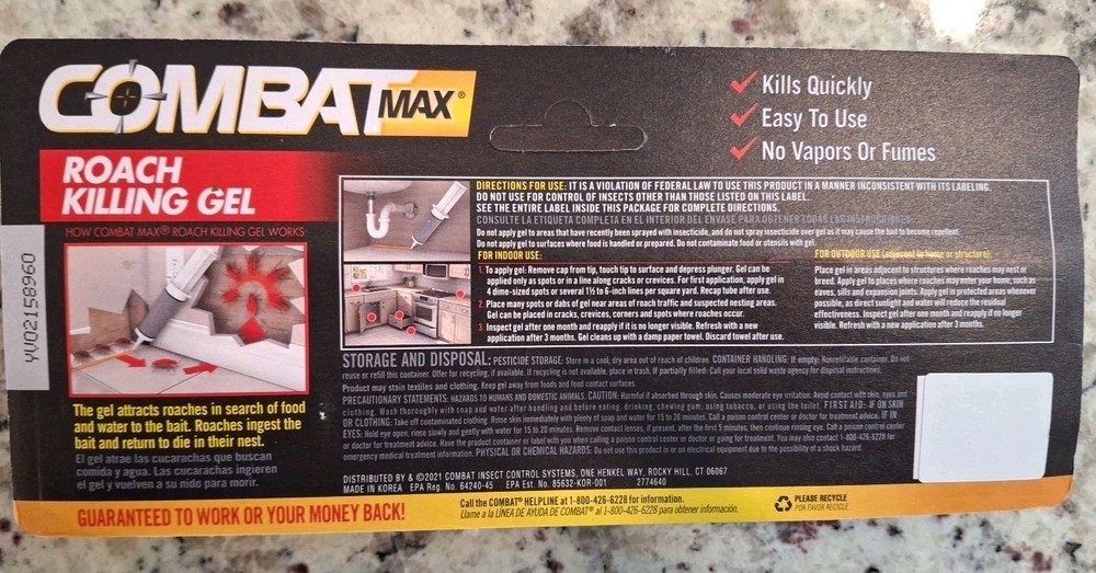 2 COMBAT Source Kill Max Roach Insect Killer Gel 60g