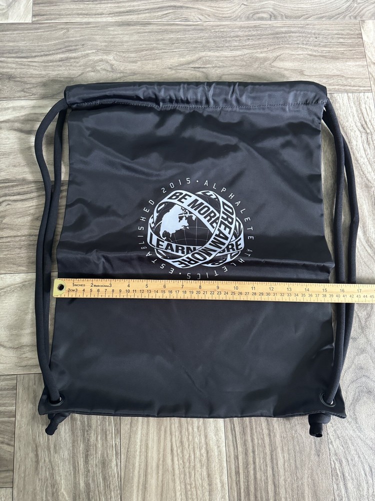 Alphalete Athletics Classic Drawstring Global Impact String Backpack Black