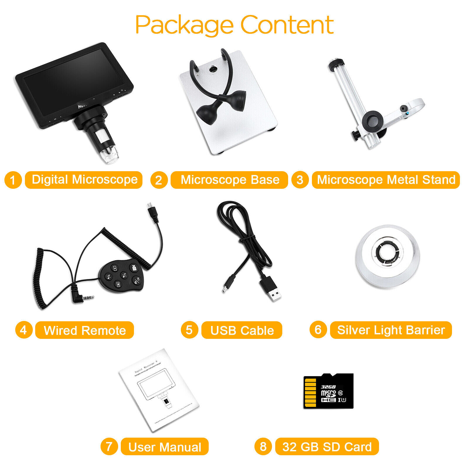 TOMLOV Digital Magnifier 1200X 7'' Coin Microscope camera Soldering Microscope