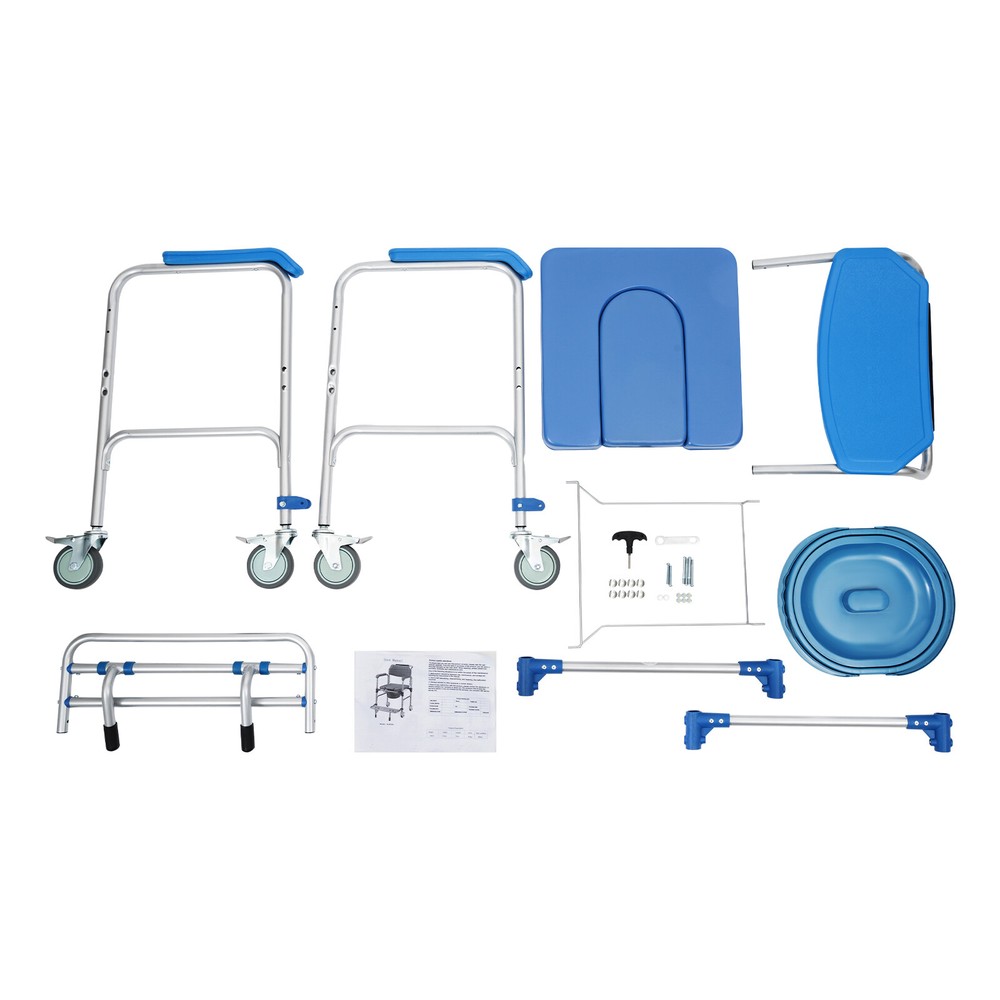 Multi-Functional Commode Chair with Wheels for Easy Mobility and Care