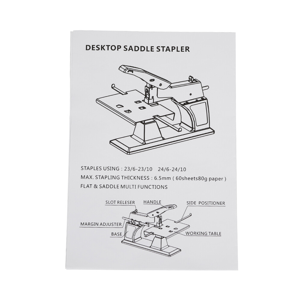 Office Desk Stapler Manual Riding Stitcher Flat/Saddle Binding Machine 6.5mm New