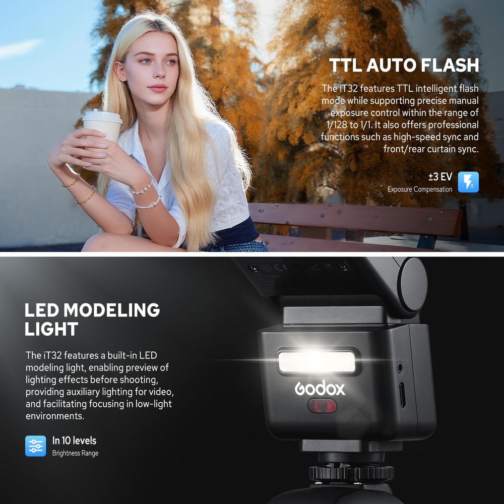 Godox IT32 TTL Camera Flash with X5F Flash Trigger for Fuji Rotatable Flash Head