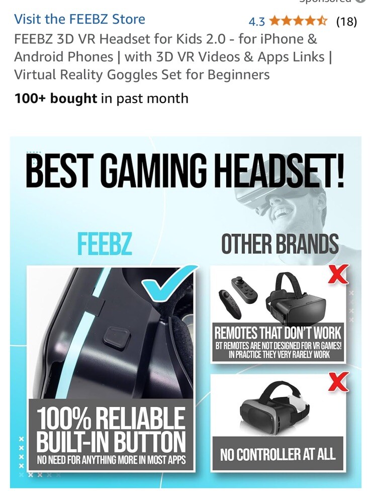 Feebz VR Headset For Kids. For iPhone & Android Phones.