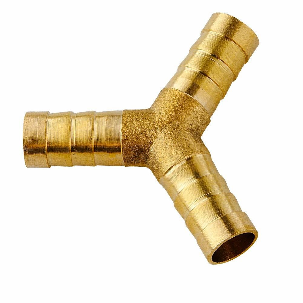 1/2" large 14mm Barb OD Brass Shaped Y 3 Ways Fitting Intersection Split Splicer