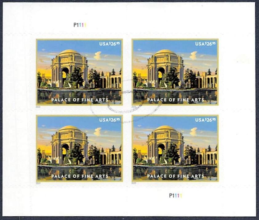 CANCELED POSTAL COUNTERFEIT SHEETLET FOR STUDY $26.95 Palace of Fine Arts