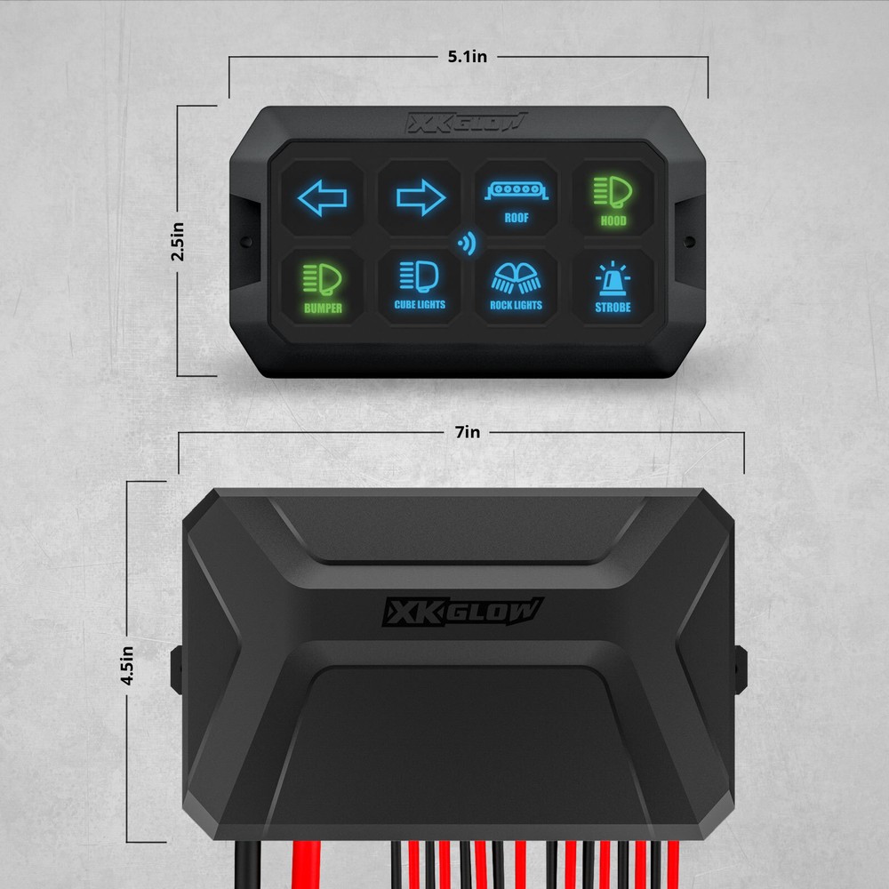 XKcommand Bluetooth Switch Panel for Lights 12V Accessory Offroad Switch Pack
