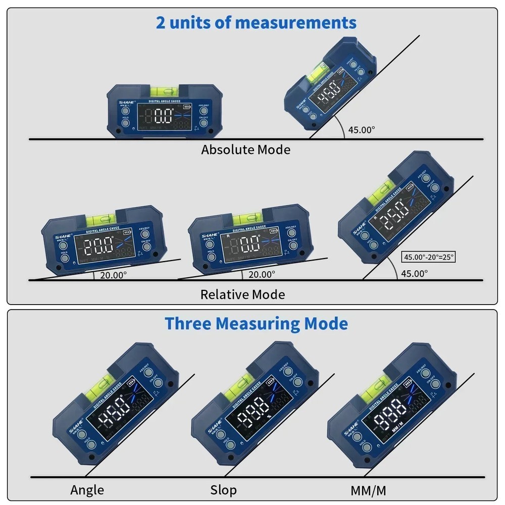 Dual Axis High Precision Level Gauge Digital Angle Meter With Wireless Optional