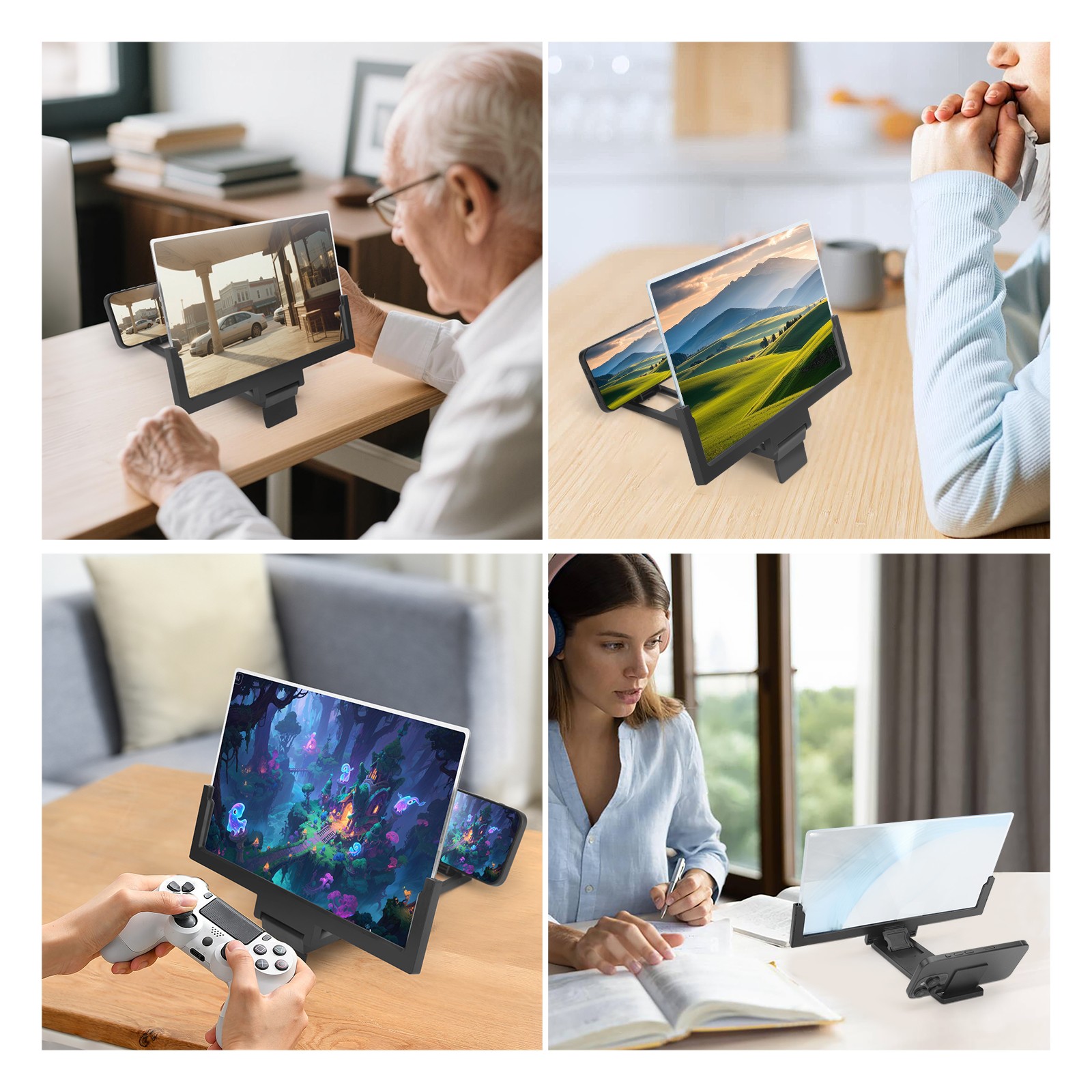 14" Smartphone Screen Magnifier 3D HD Mobile Phone Video Amplifier Stand Bracket