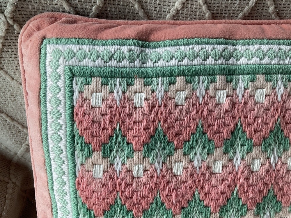 Vintage Bargello Needlepoint Pillow
