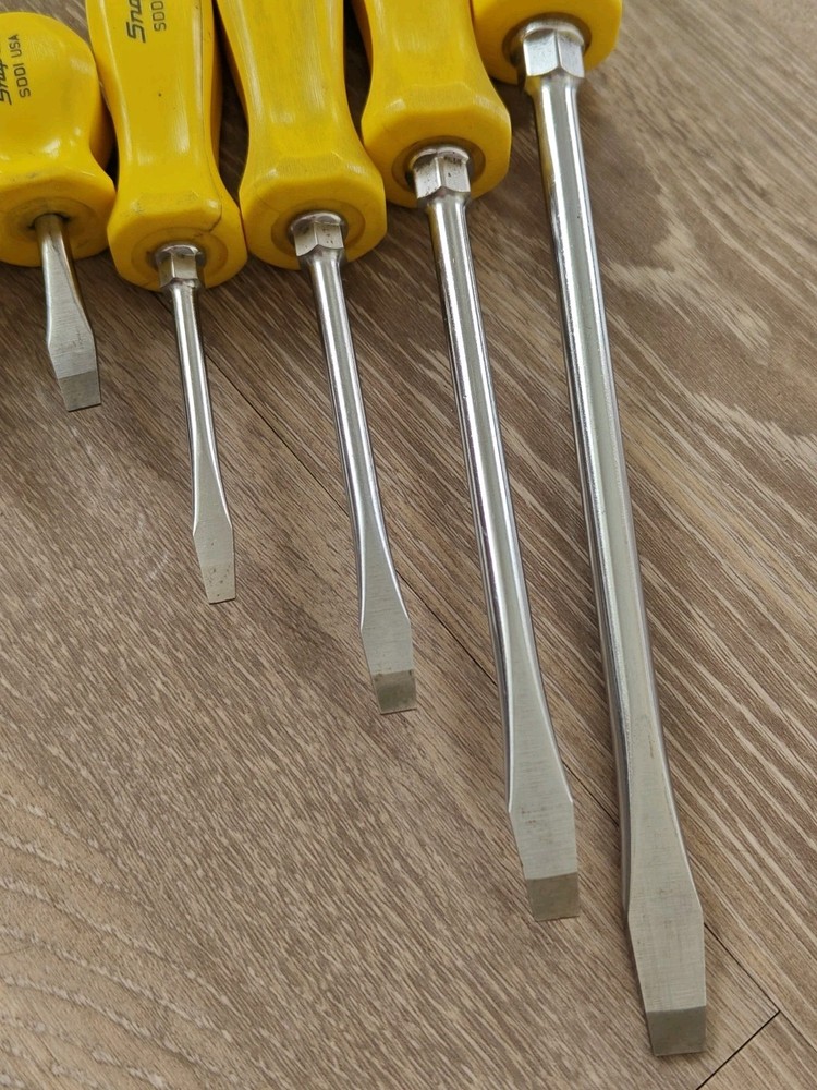 Snap On Tools USA 8pc Yellow Hard Handle Screwdriver Set Phillips Flat