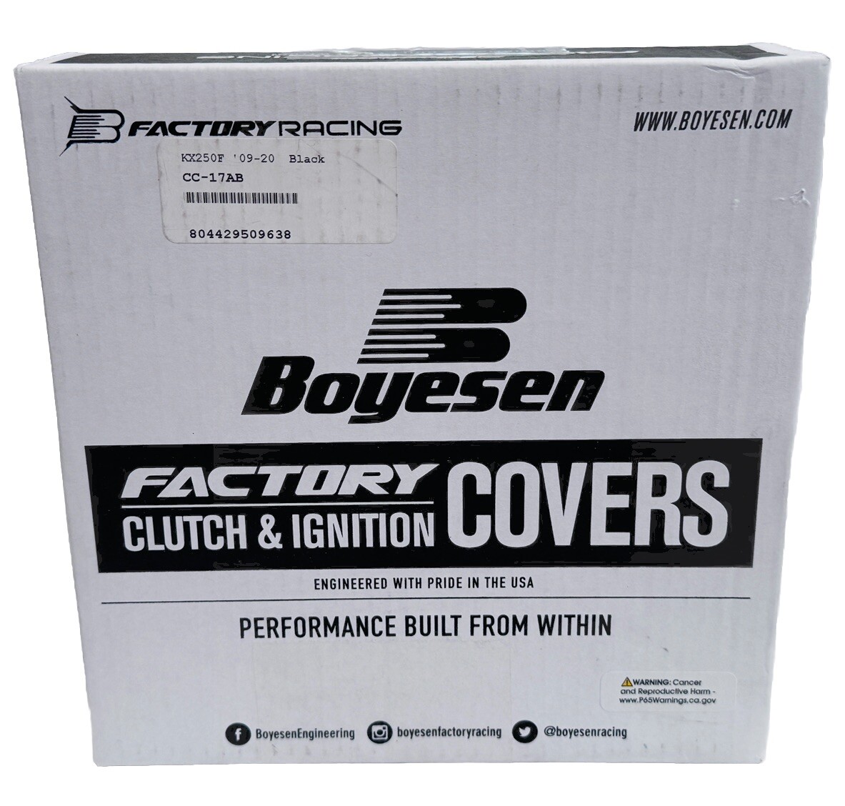 Boyesen CC-17AB Factory Racing Black Clutch Cover For 2009-20 Kawasaki KX-250F
