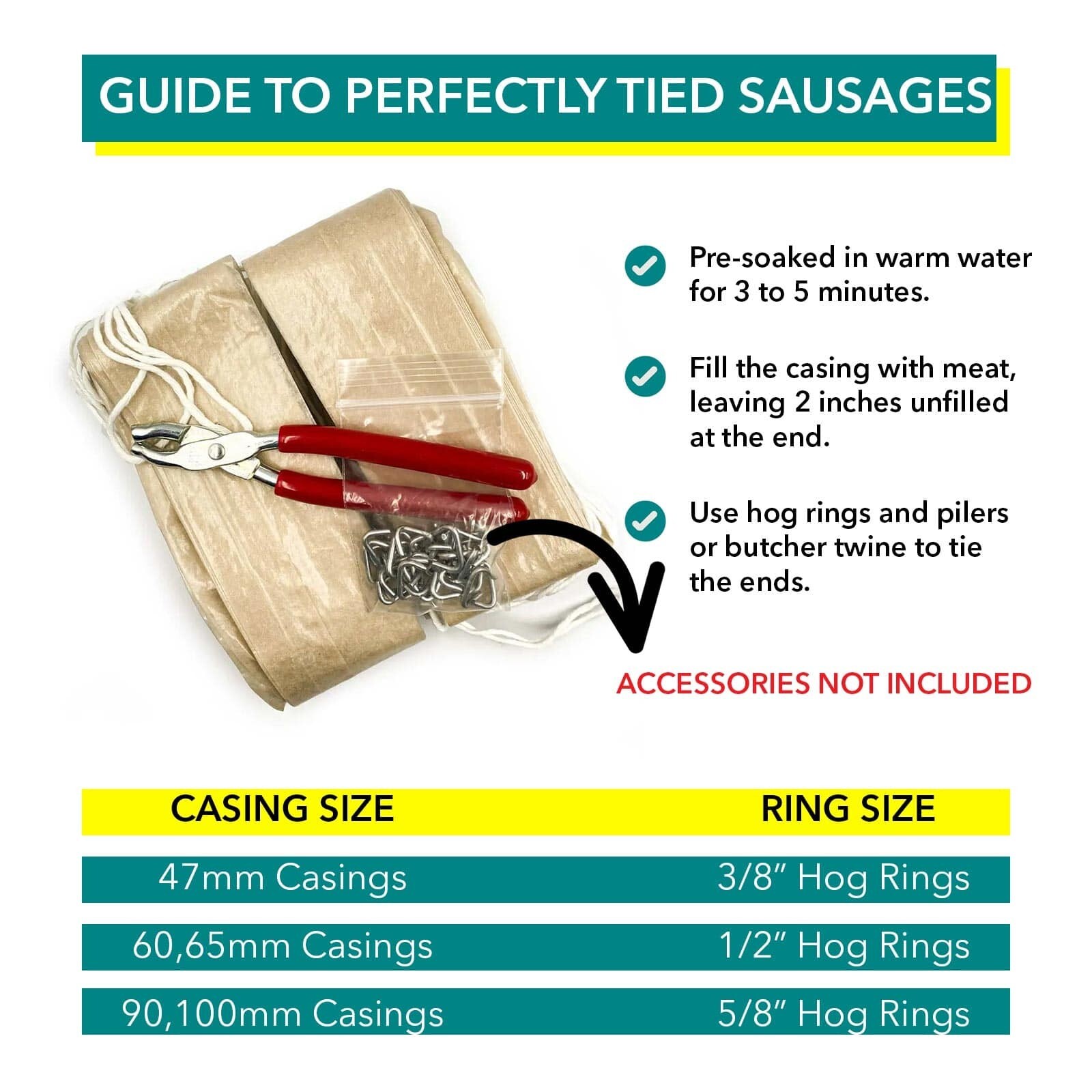 TSM® Non-Edible Clear Collagen Casings For Sausage Making 40mm to 100m - 10 Pack