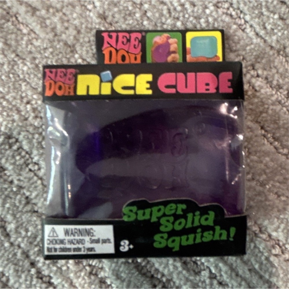 Nee Doh Nice Cube Super Solid Squish Purple Squeeze Toy