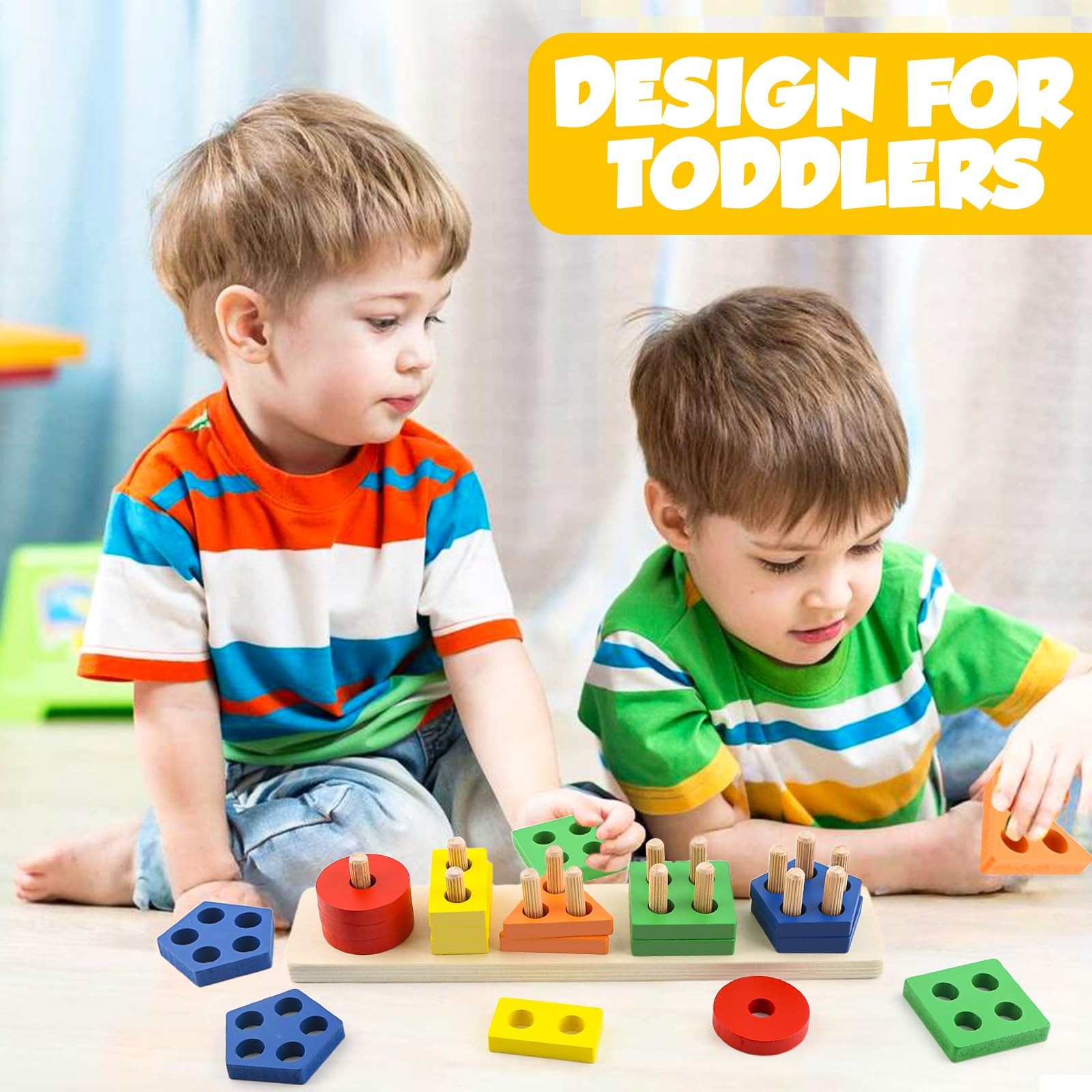 Montessori Toys for 1 2 3 Year Old Girls Boys, Wooden Sensory Toys for 1-3 Ye...