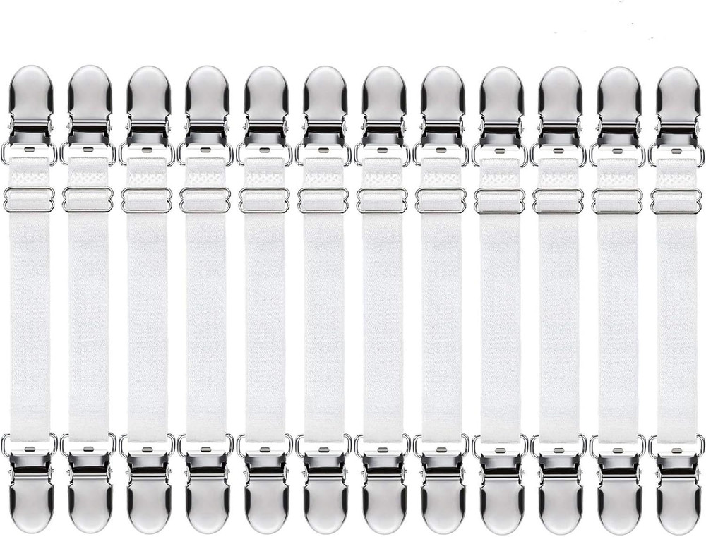12 Pcs Bed Sheet Clips Straps Sheet Corner Straps Holder Adjustable Mattress Cli