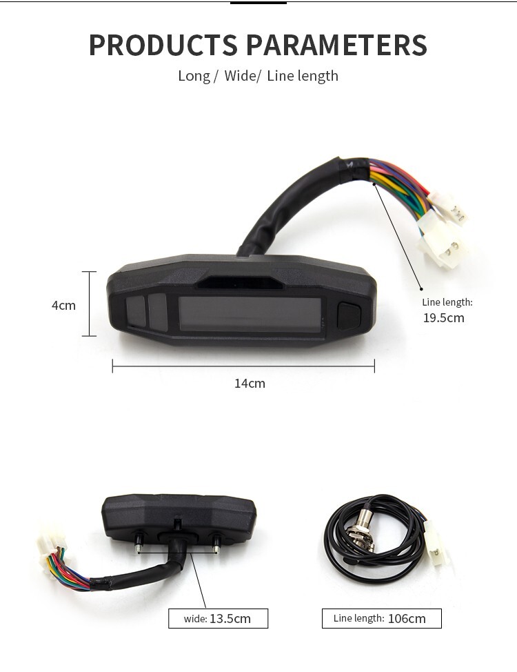 Universal motorcycle LCD digital speedometer mileage meter waterproof instrument