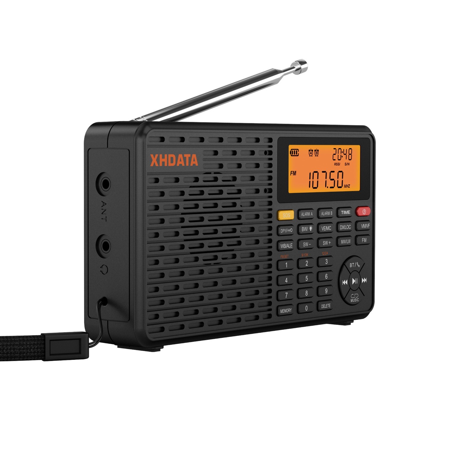 XHDATA D109WB Portable Digital Radio FM/MW/LW/SW Bluetooth Global Band Earphone