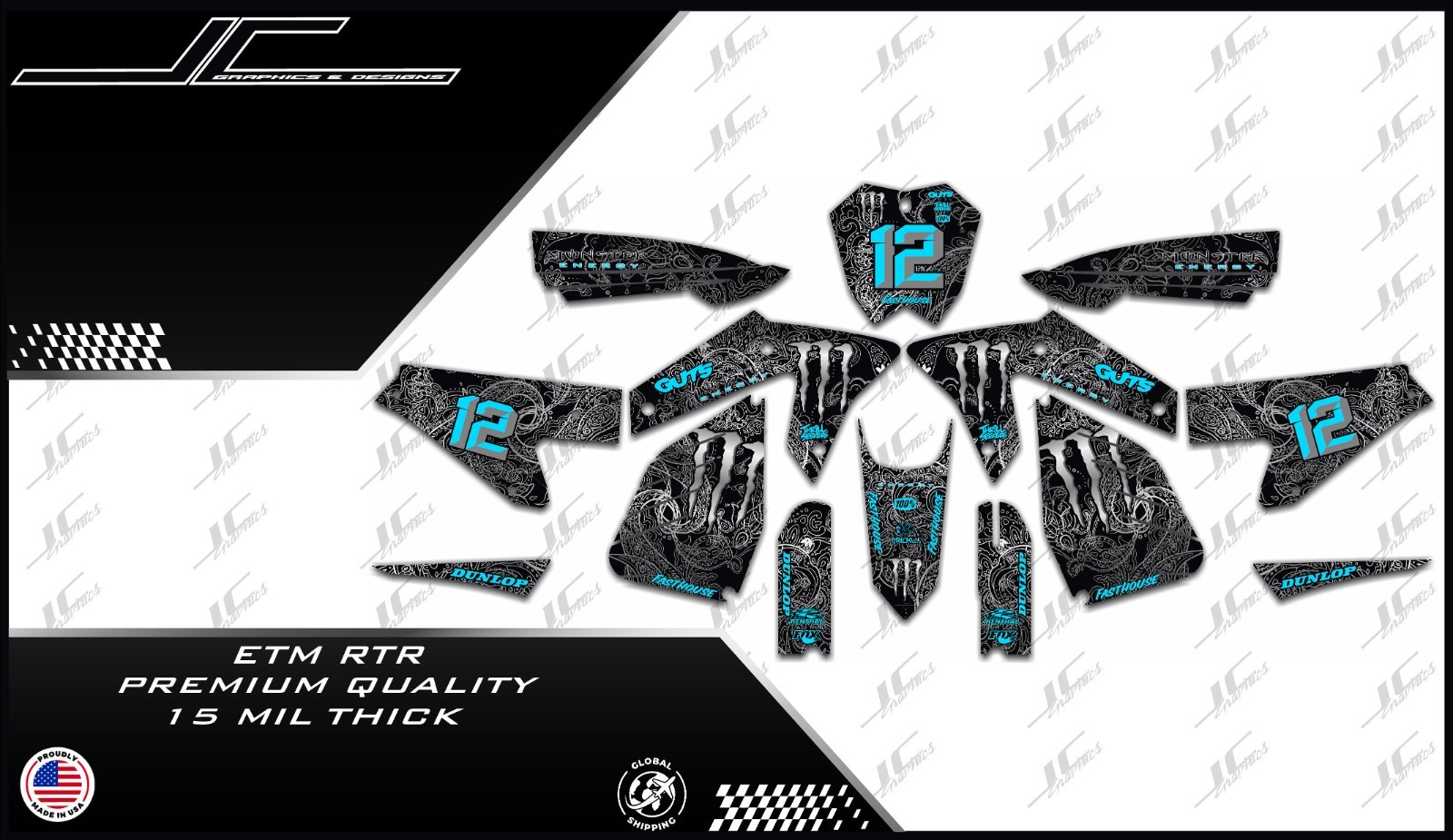 ETM RTR graphics kit decals  THICK AND HIGH GLOSS .....